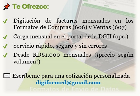 servicios profesionales - Digitamos tus formularios 606 y 607 de DGII, (contabilidad, impuestos, itbis) 1