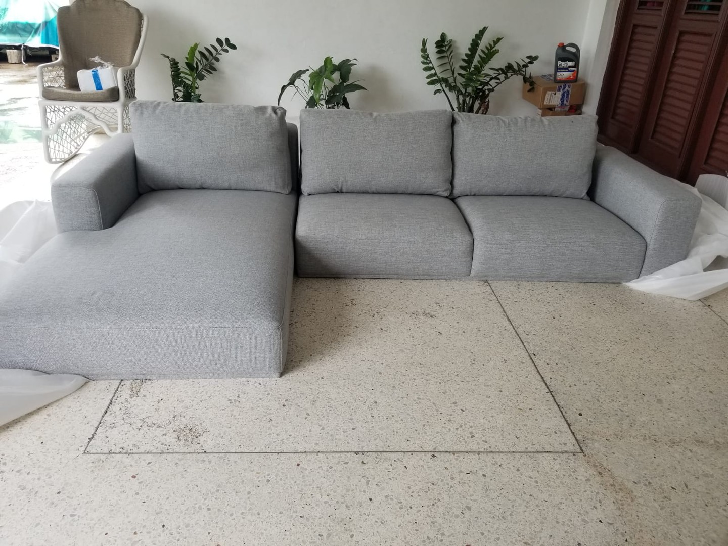 muebles y colchones - Oportunidad Mueble Seccional (en L) Gris Nuevo de Caja 1