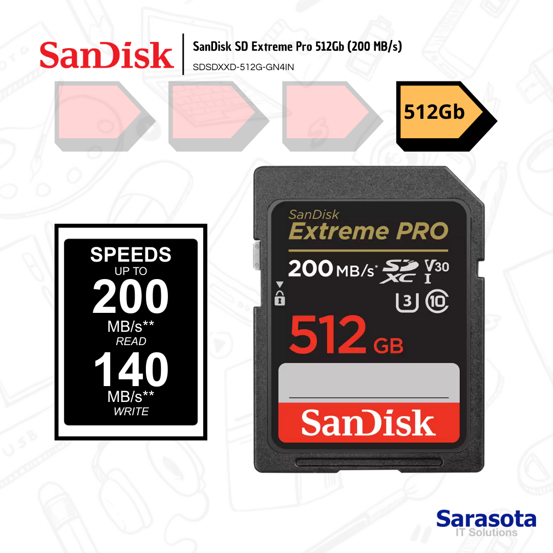 accesorios para electronica - SanDisk SD Extreme Pro 512Gb 200 MB/s