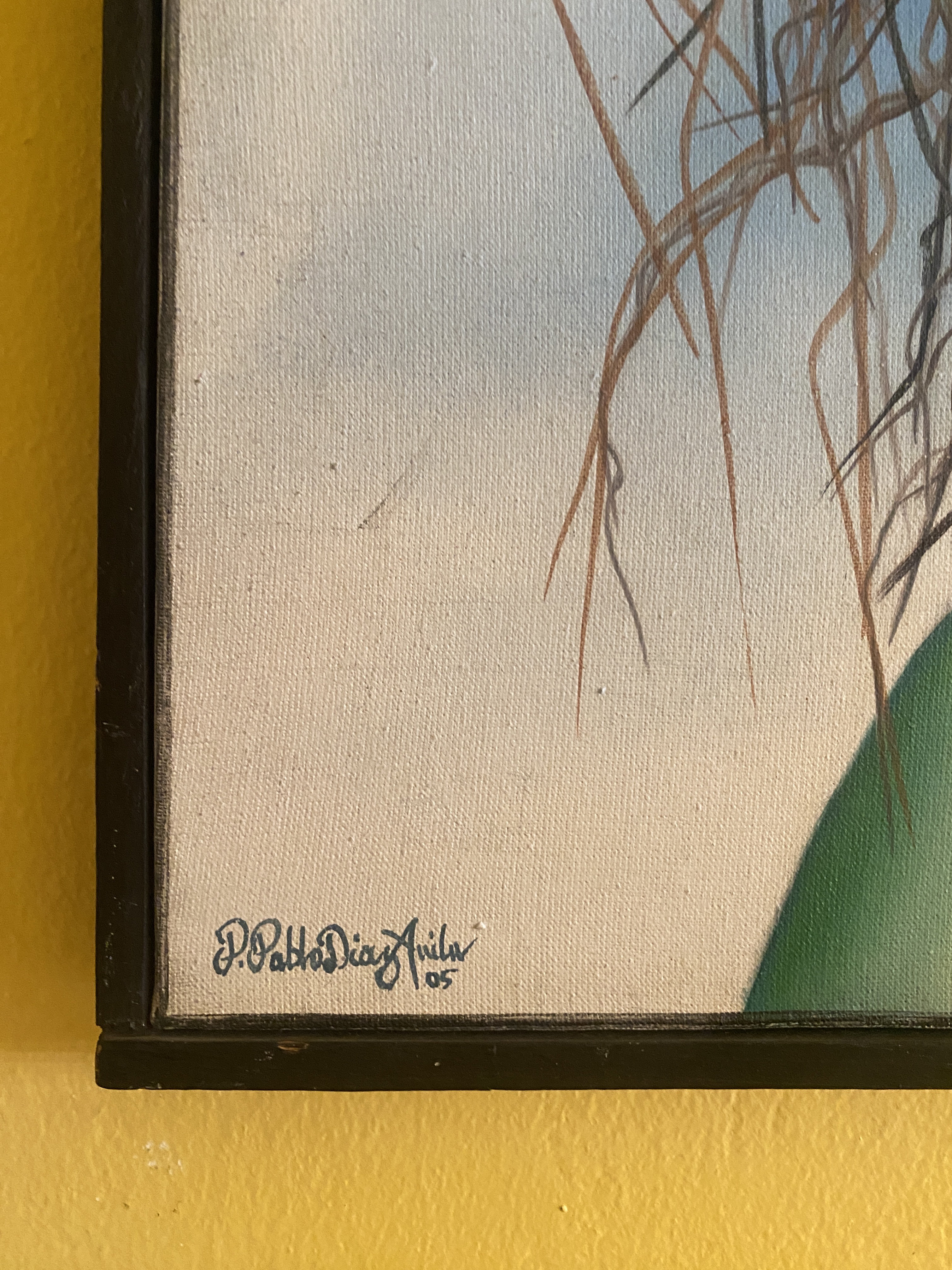 arte y antigüedades - Cuadro mujer con cabellera nido de pájaro Pedro Pablo Diaz Ávila 2