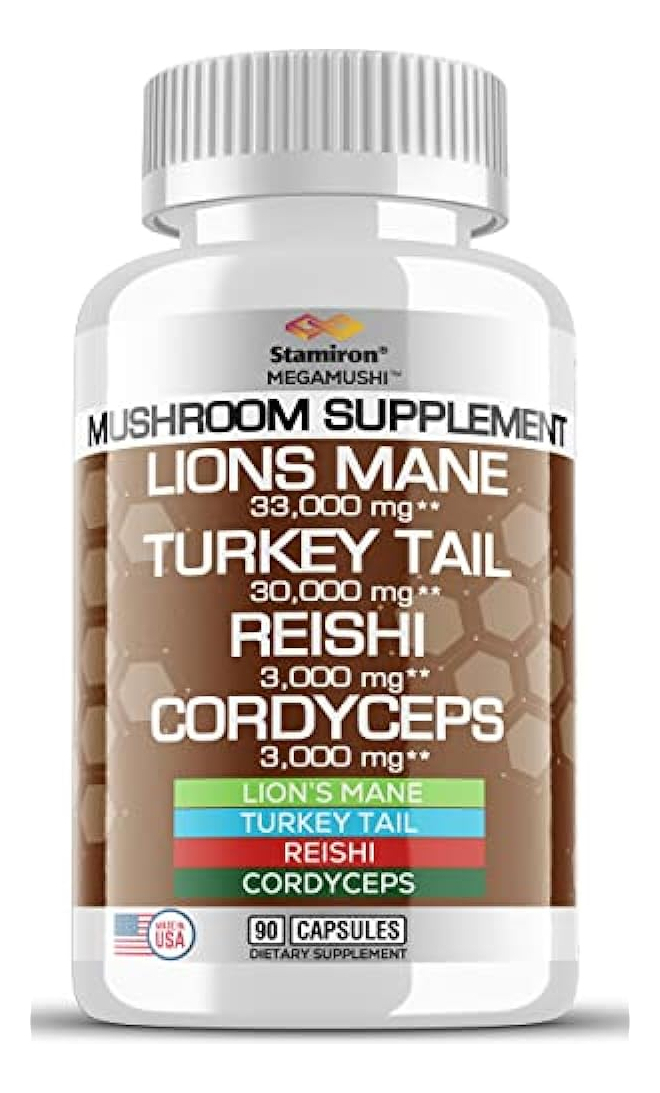 Salud y Equipamiento Médico - Lions Mane Supplement 33,000mg Turkey Tail Mushroom Capsules 0