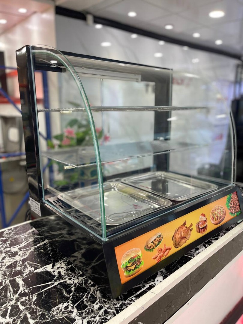 equipos profesionales - Vitrina electrica de alimentos exhibidora mostrador calentadora de comida rapida 8