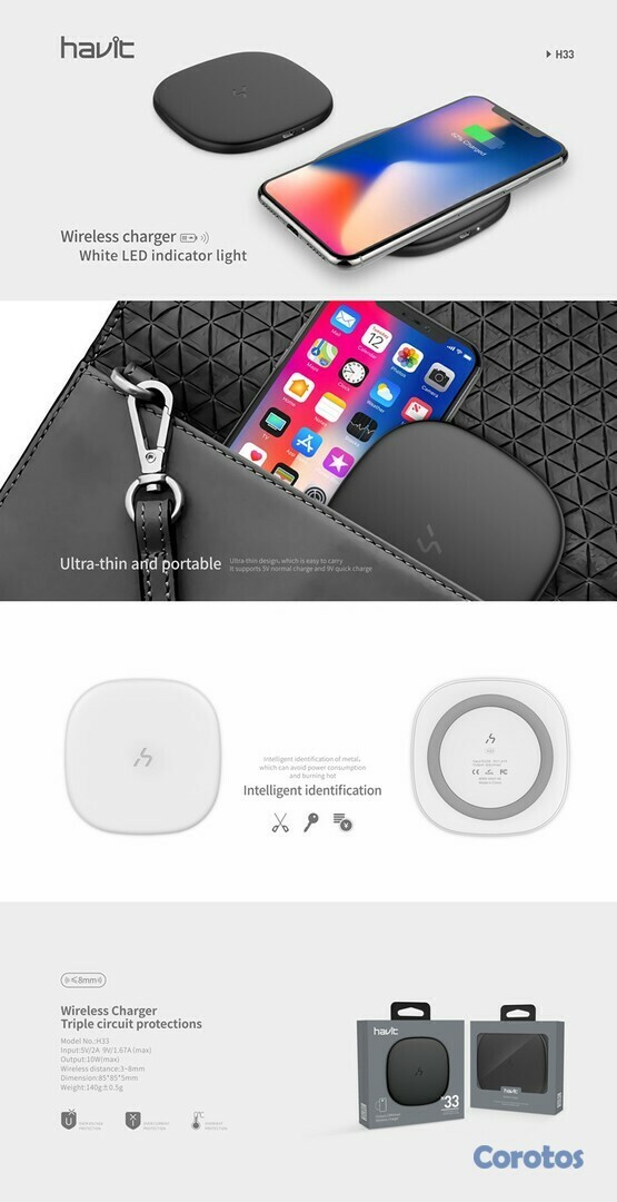 computadoras y laptops - Cargador Inalambrico Para Celulares Havit (Mod.
H33 1