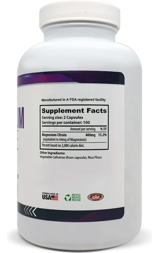 Salud y Equipamiento Médico - Citrato De Magnesio - 200 Caps 1