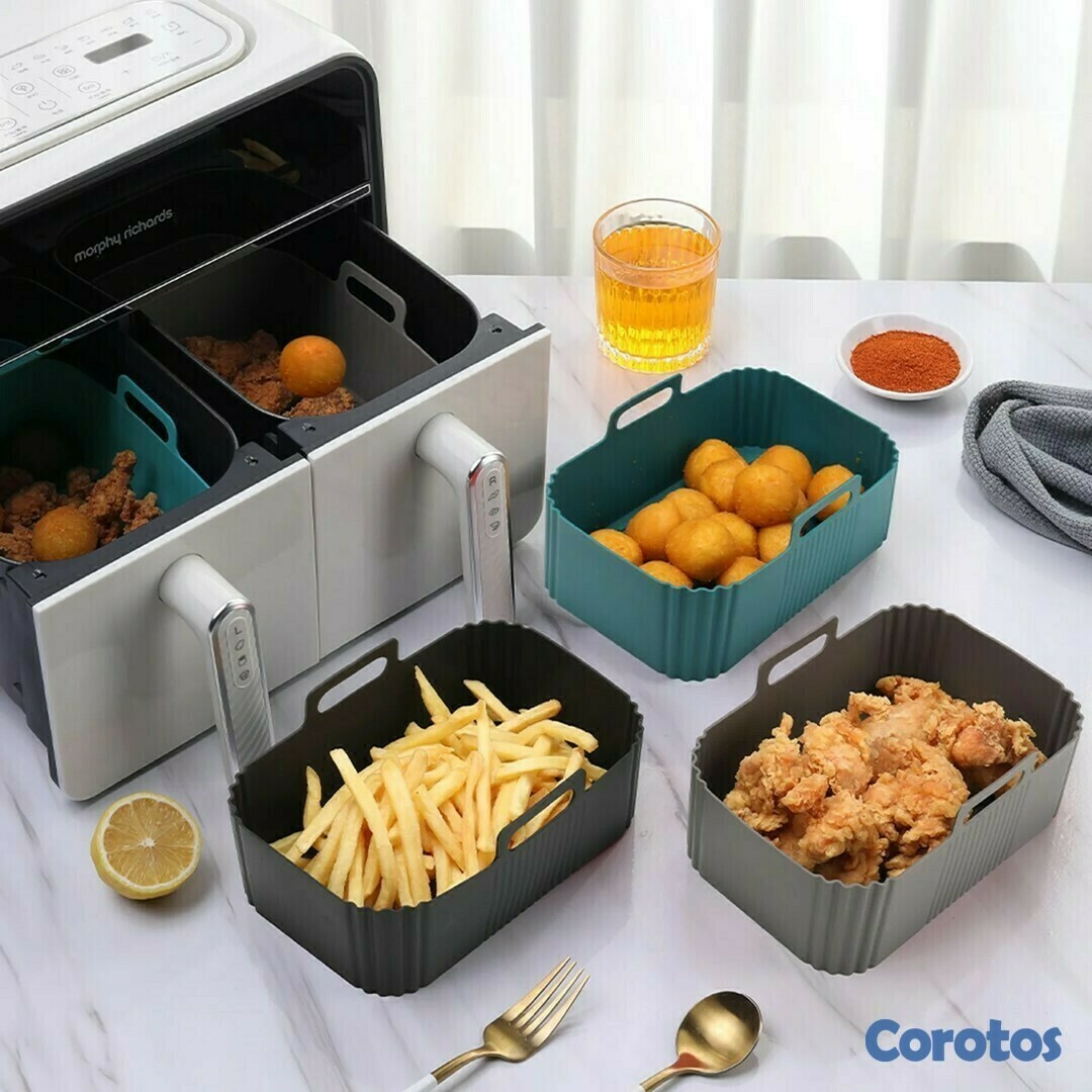 cocina - Cesta Molde de silicon cuadrado resistente al calor para freidora 6