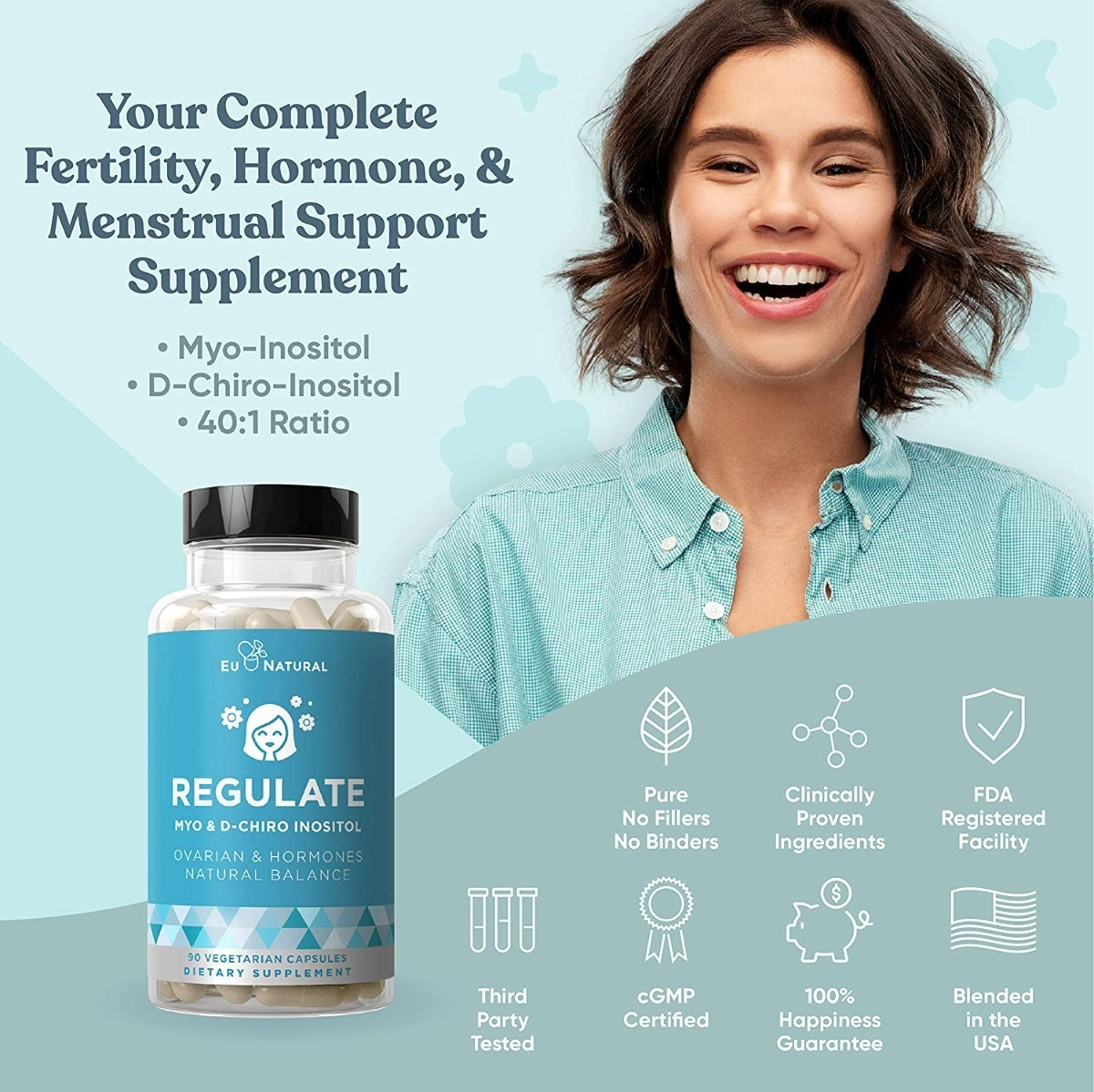 Salud y Equipamiento Médico - Myo Inositol Y D-chiro Inositol Fertilidad Ovarico 90 Cap 4