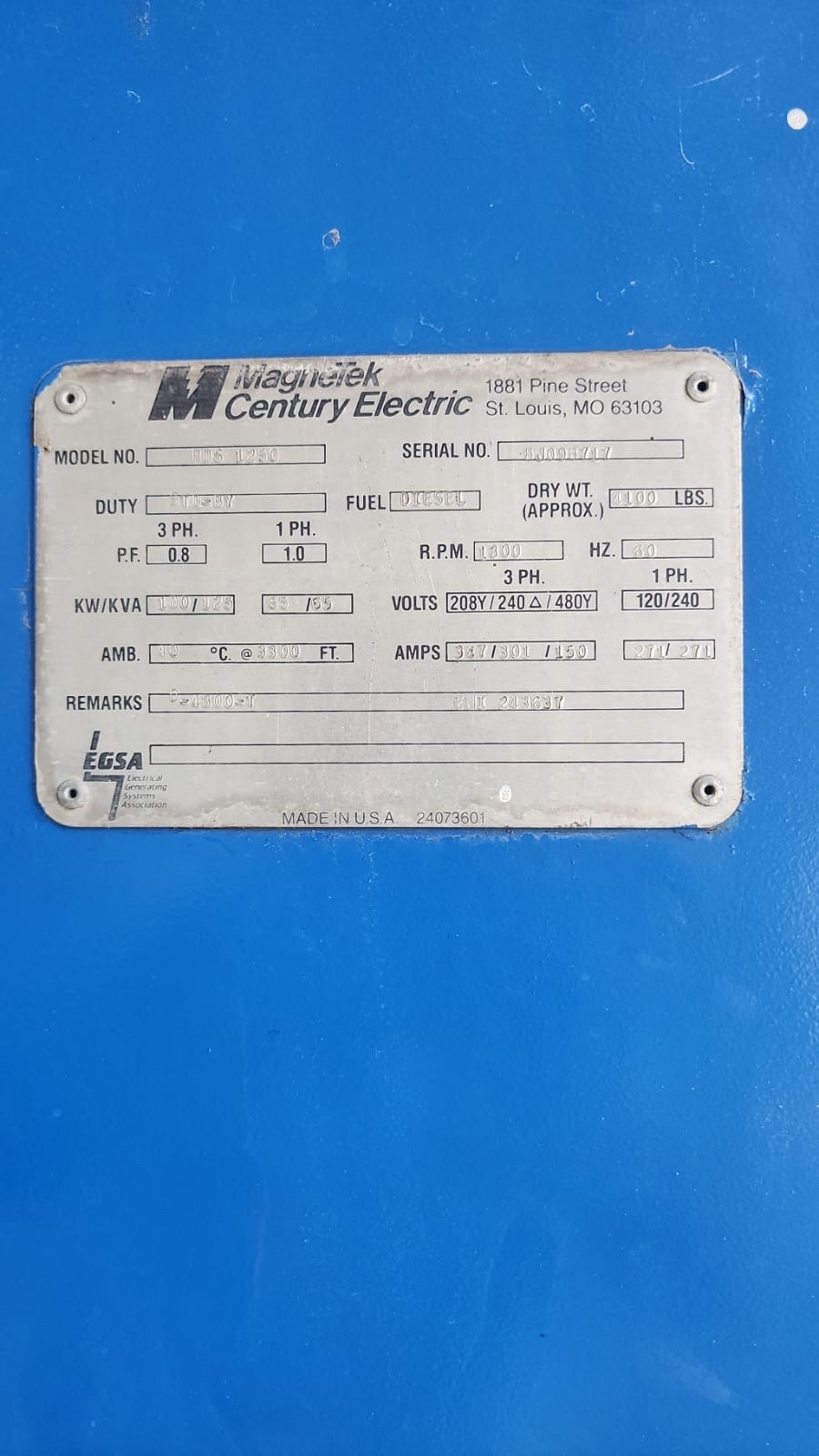 equipos profesionales - Vendo Planta Trifásica de 125 kVA Diésel en $540,000 Santo Domingo Norte 5