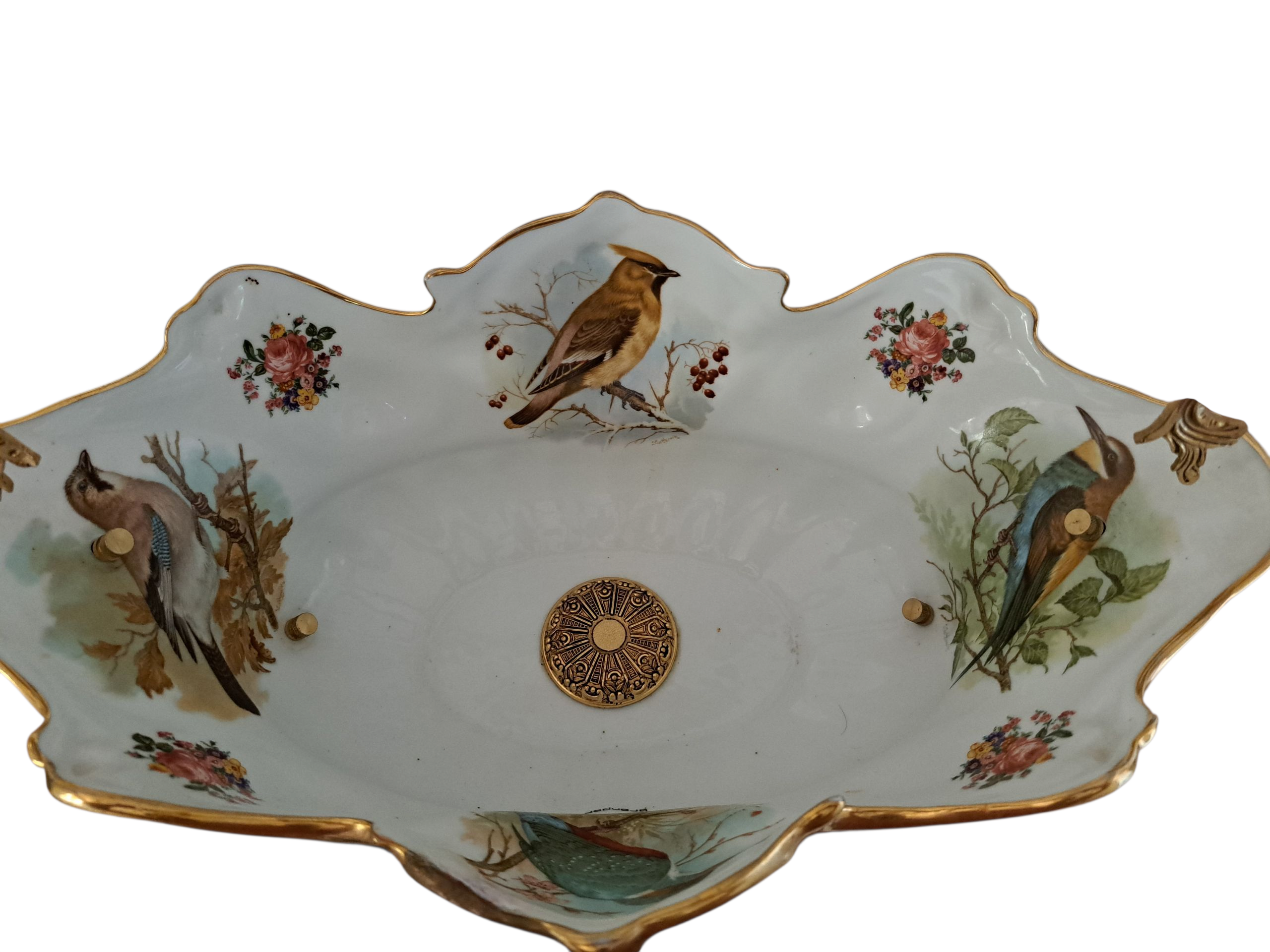 arte y antigüedades - CENTRO DE MESA ANTIGUO BRONCE Y PORCELANA  1