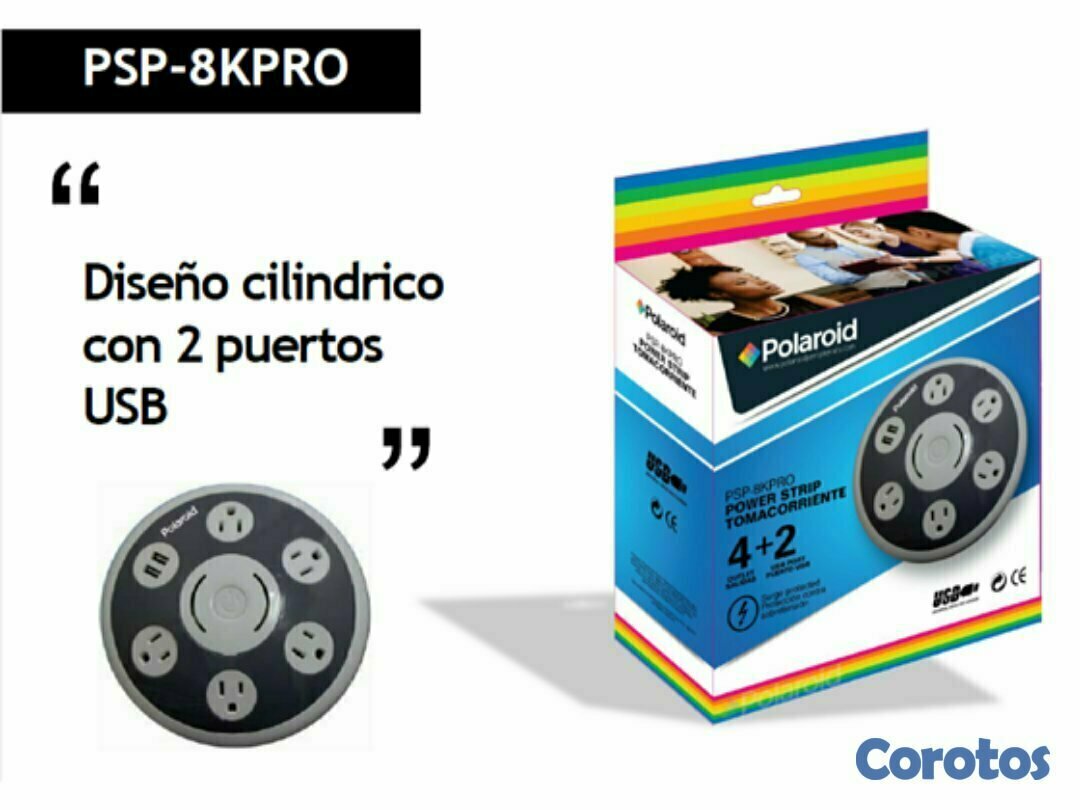 computadoras y laptops - REGLETA MAS SUPRESOR DE PICO POLAROID FORMA DE CILINDRO -PSP-8KPRO - 5 SALIDAS -