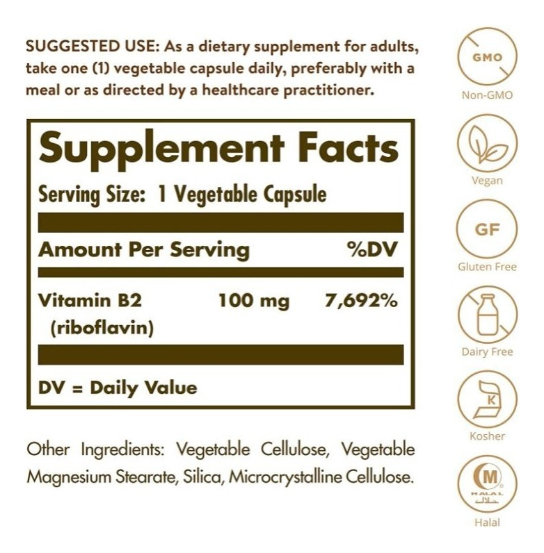 Salud y Equipamiento Médico - Vitamina B2 (riboflavina) 100mg 1