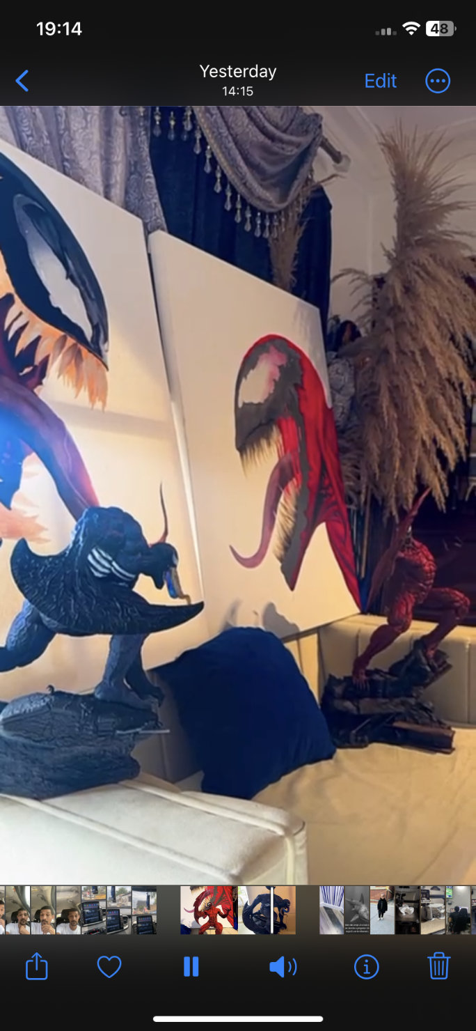 hobby y coleccion - “Arte a Otro Nivel: Venom Hecho a Mano en Lienzo y Figura 3D Fans” 5
