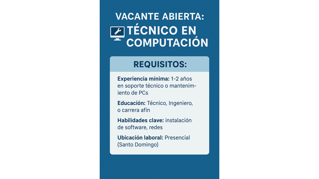 empleos disponibles - Vacante técnico en Computación