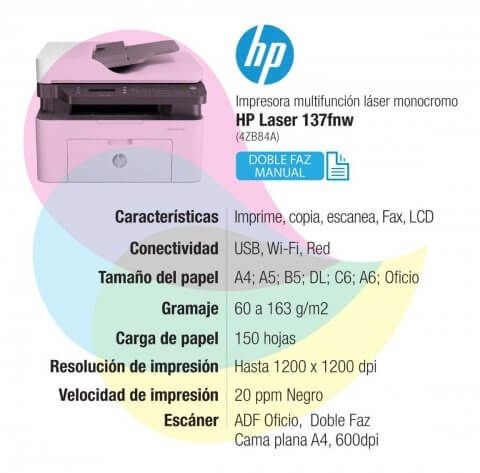 impresoras y scanners - MULTIFUNCIONAL LASER HP MFP M137FNW IMPRESOR, ESCAN,COPIA, WI-FI 1