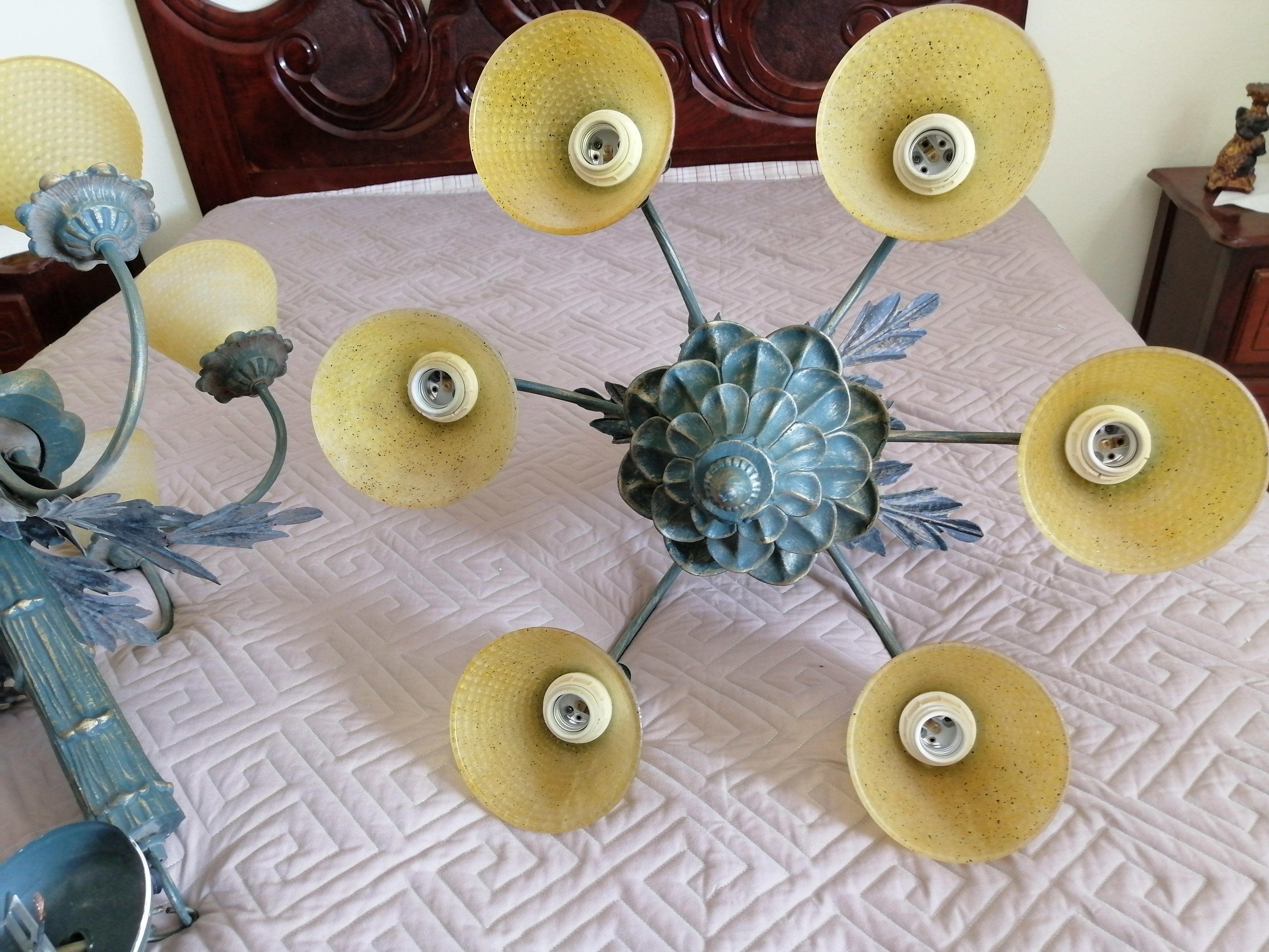 decoración y accesorios - Lámparas antiguas en bronce y alabastro  0