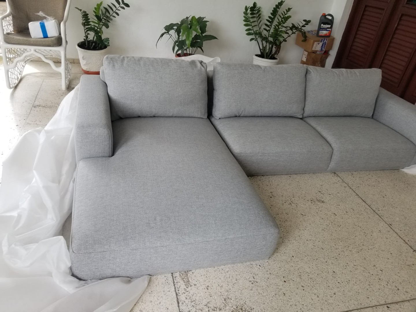muebles y colchones - Oportunidad Mueble Seccional (en L) Gris Nuevo de Caja 0