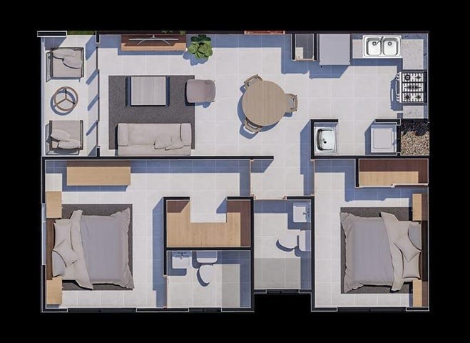 apartamentos - Proyecto en venta Punta Cana #24-1731 dos dormitorios, áreas sociales.
 7