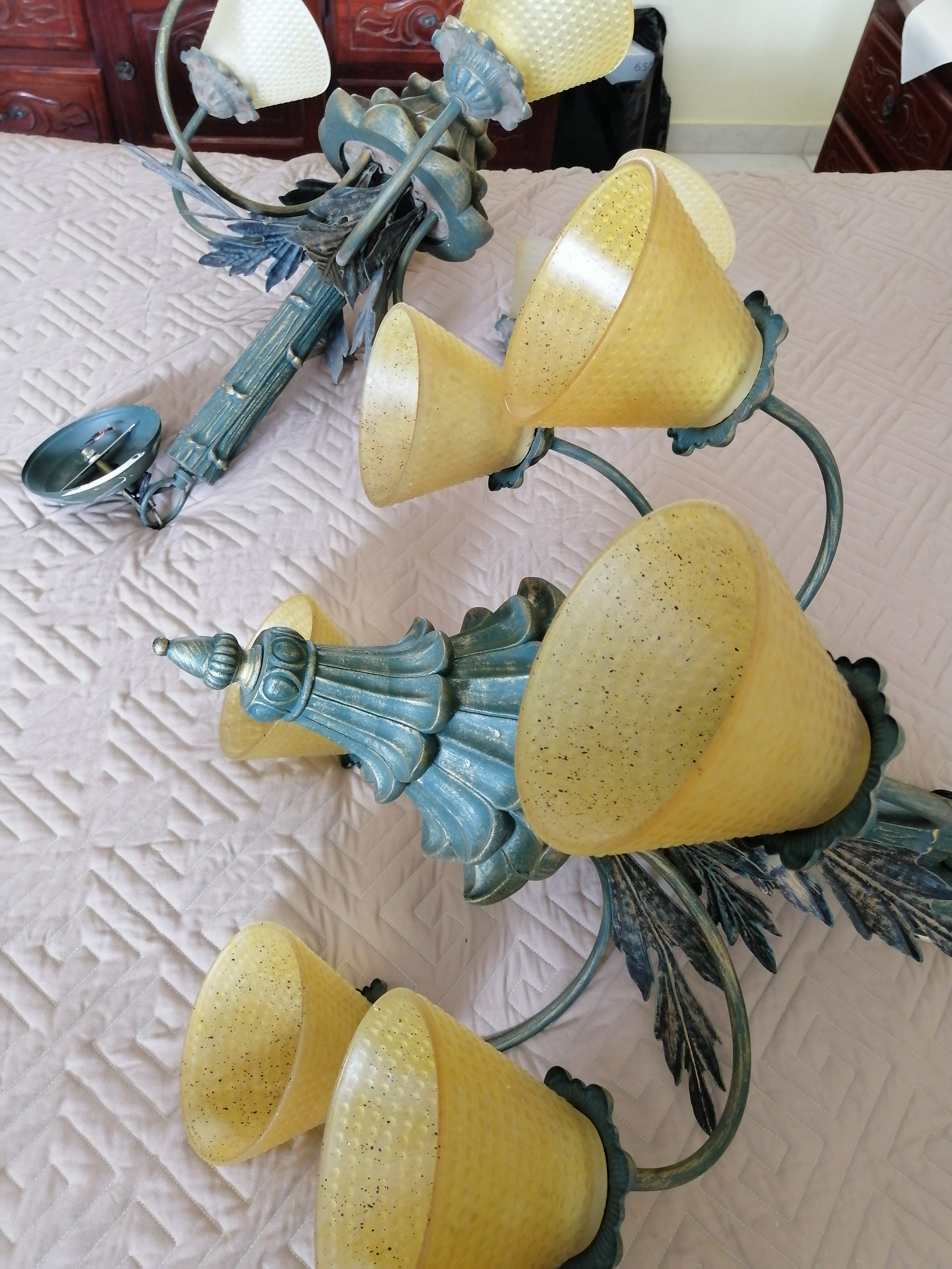 decoración y accesorios - Lámparas antiguas en bronce y alabastro  2