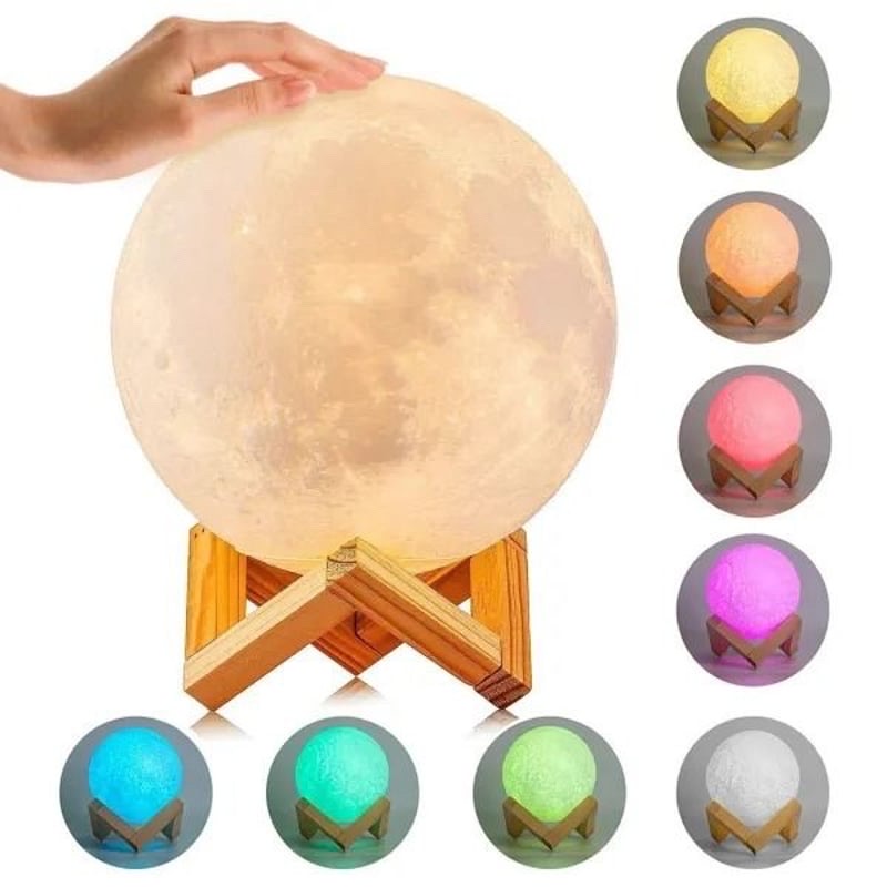 decoración y accesorios - Lámpara lunar con humidificador de oleres y multi color  0