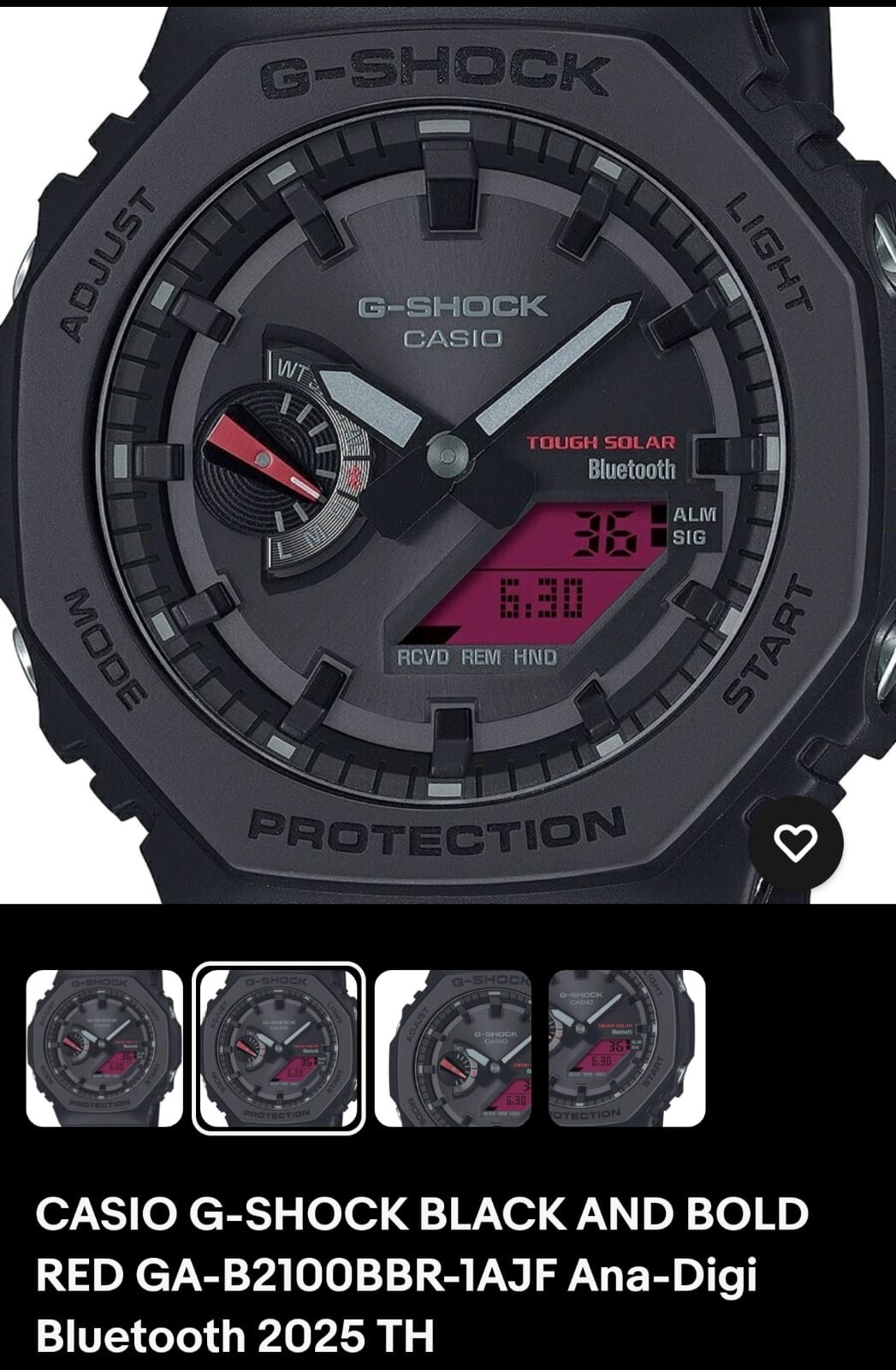 joyas, relojes y accesorios - Reloj Casio G-Shock GAB2100 Ana-Digi Bold Black Red 100% genuino.  7