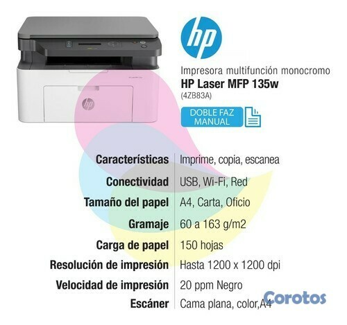 impresoras y scanners - MULTIFUNCIONAL WI-FI HP LASERJET MFP M135W ,SCANER,COPIA,IMPRIME