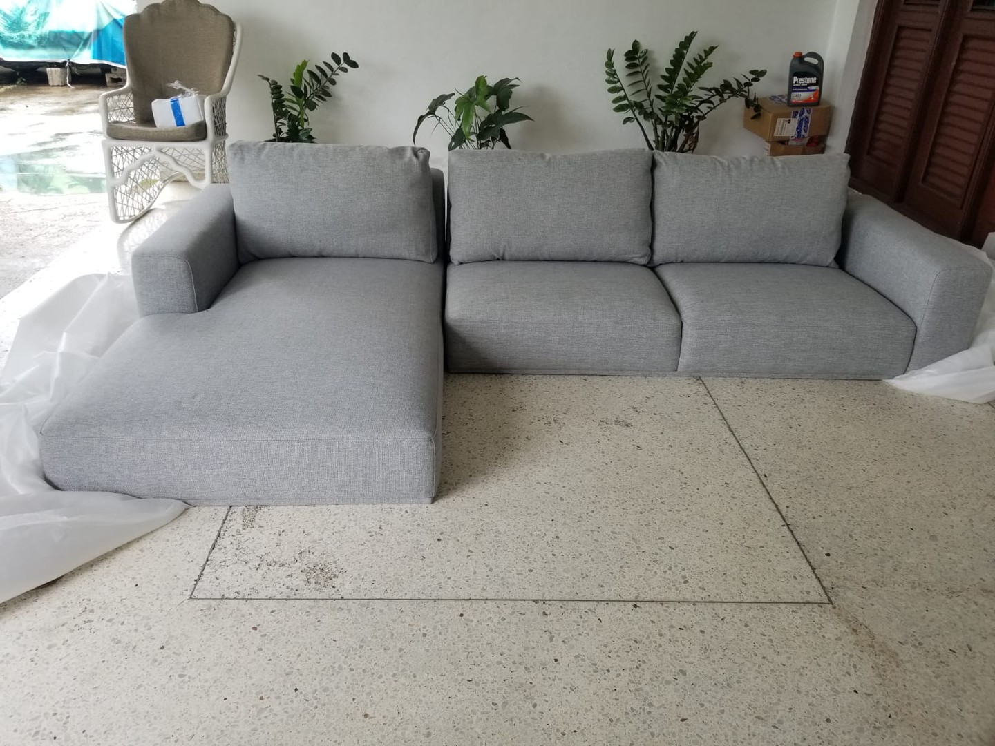 muebles y colchones - Oportunidad Mueble Seccional (en L) Gris Nuevo de Caja 3