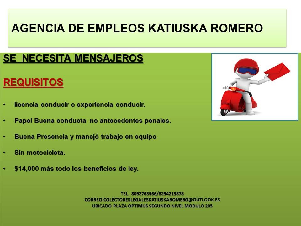 empleos disponibles - MENSAJERO  0