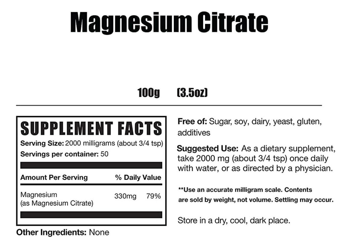 Salud y Equipamiento Médico - Citrato De Magnesio 50g Bulksup 1