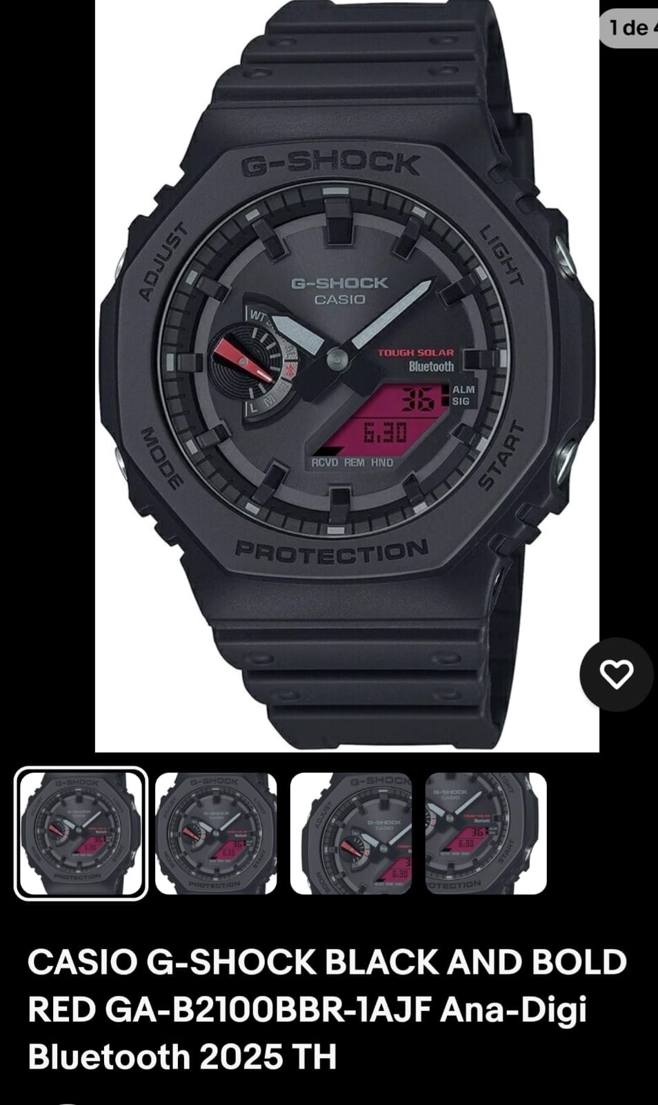 joyas, relojes y accesorios - Reloj Casio G-Shock GAB2100 Ana-Digi Bold Black Red 100% genuino.  8
