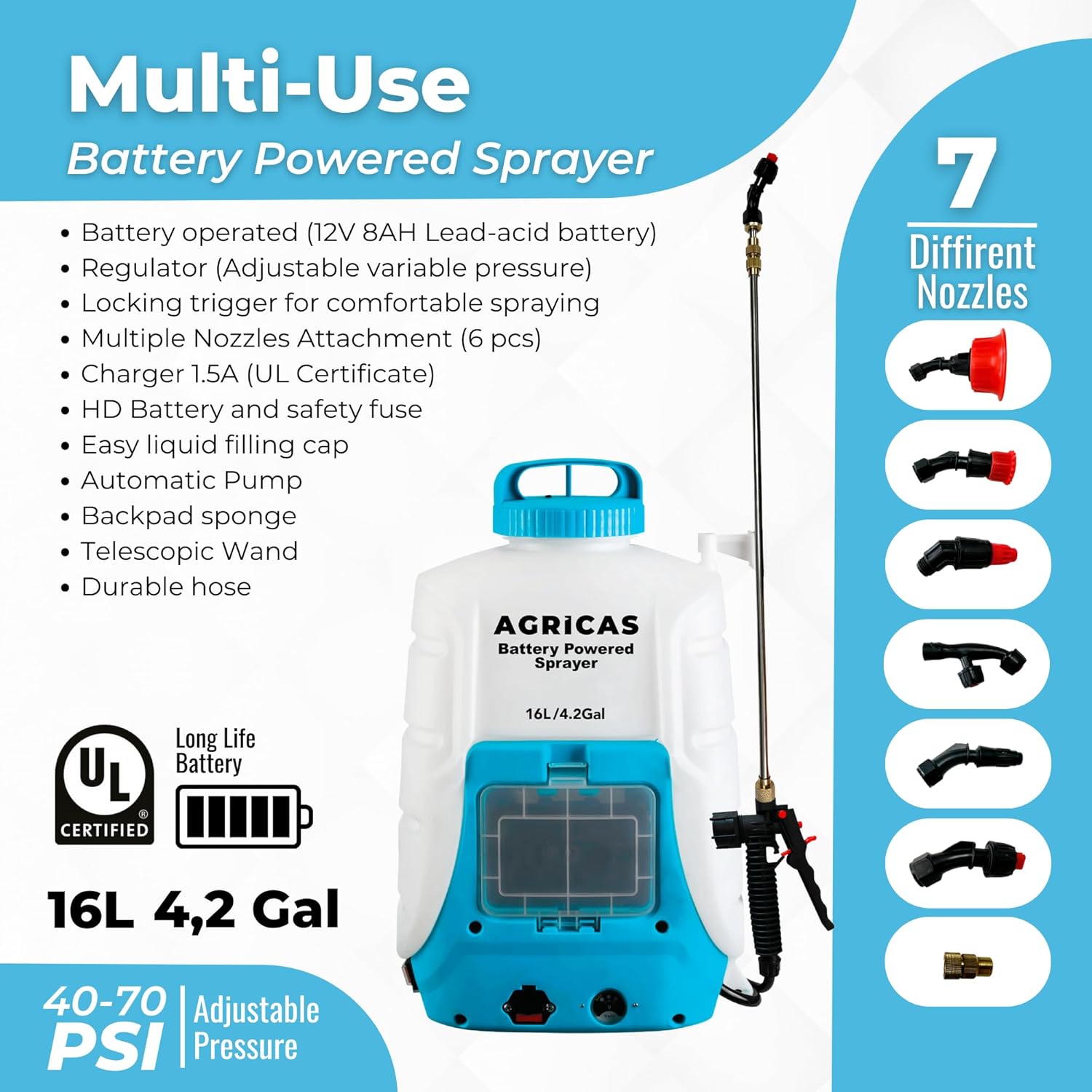 herramientas, jardines y exterior - ociador de mochila de 4.2 galones con batería 1