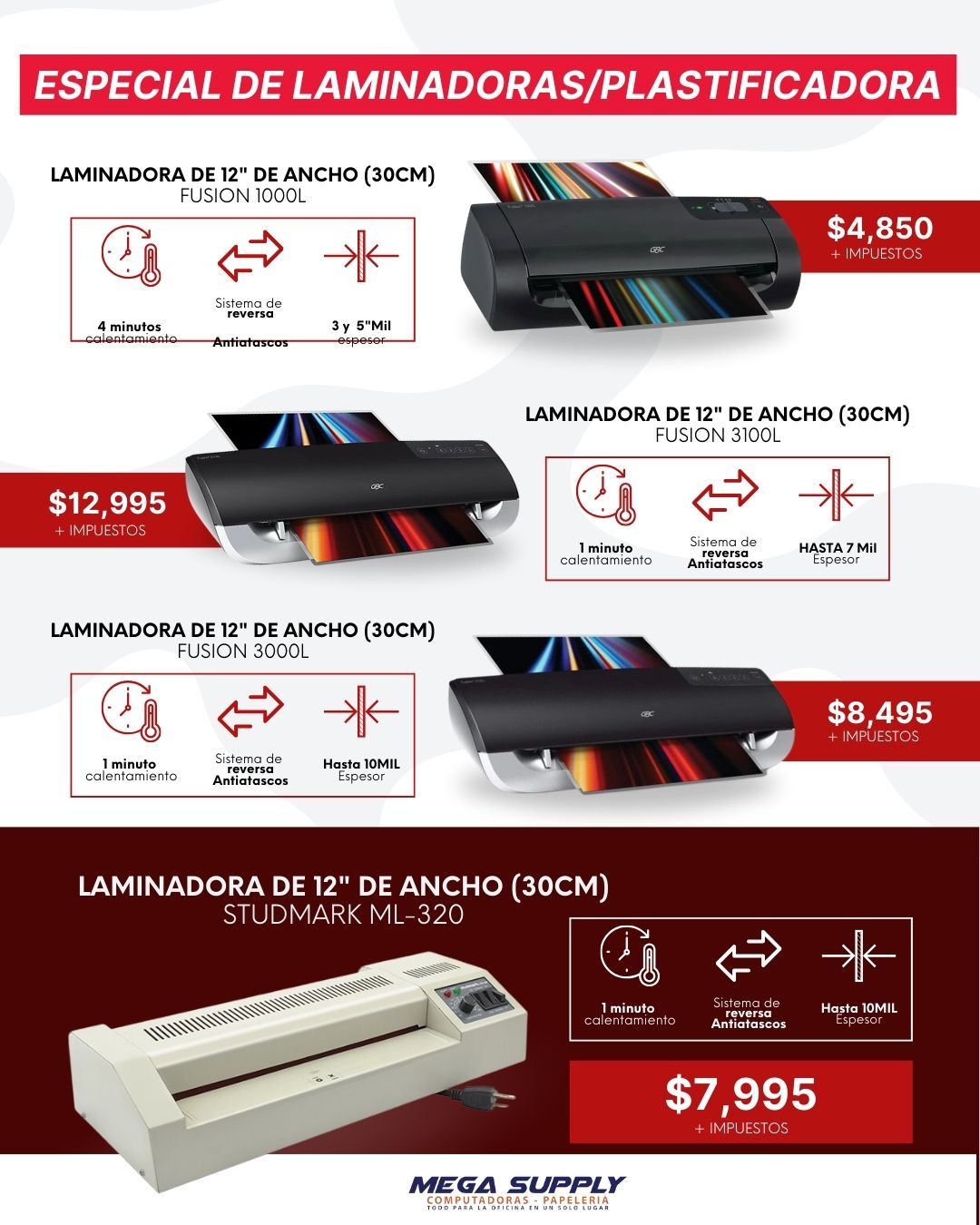 impresoras y scanners - PLATIFICADORA EN DIFERENTA CAPACIDADES  Y TAMAÑOS