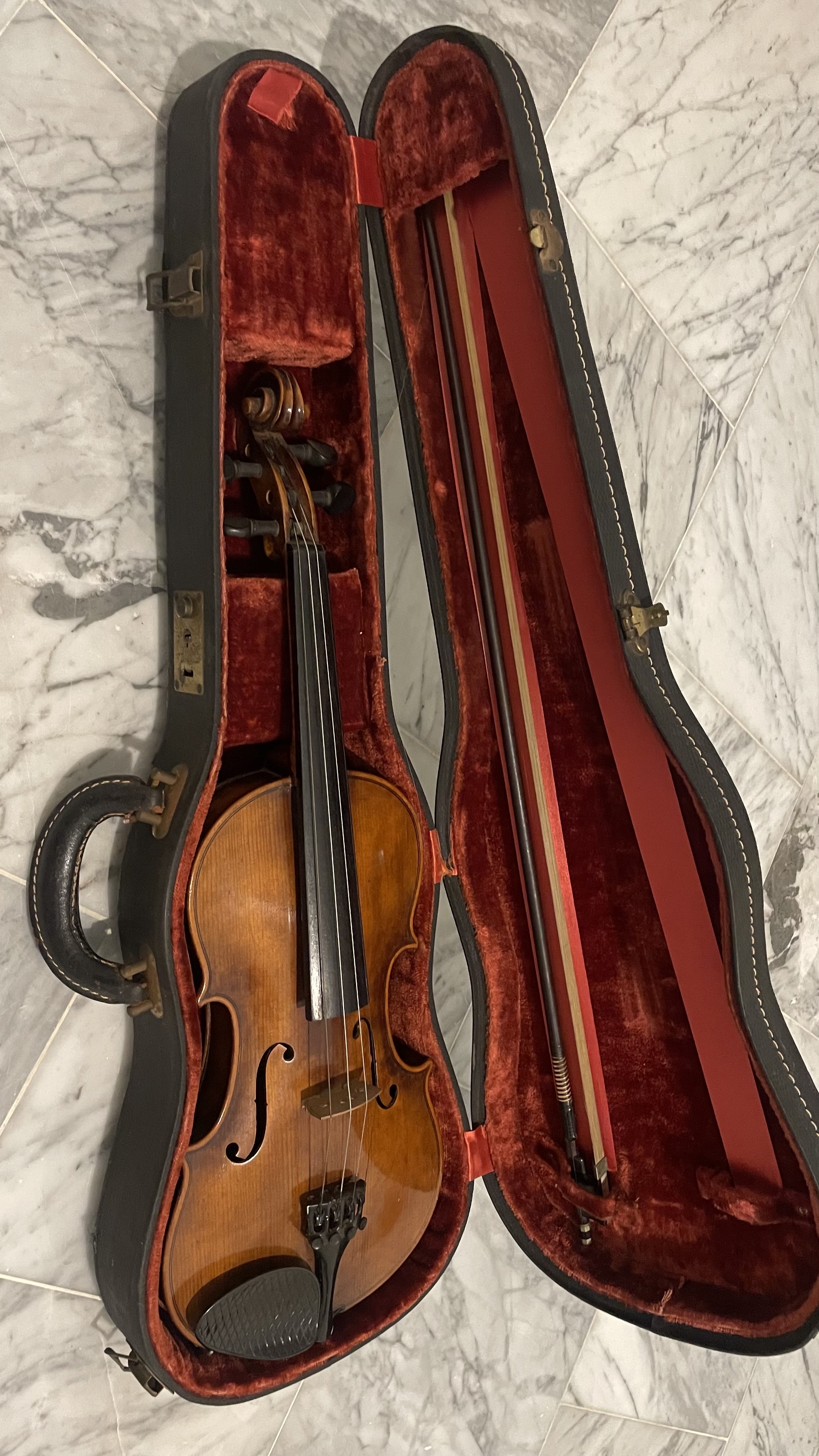 instrumentos musicales - Violín antiguo alemán “Dresden” con estuche y arco 0