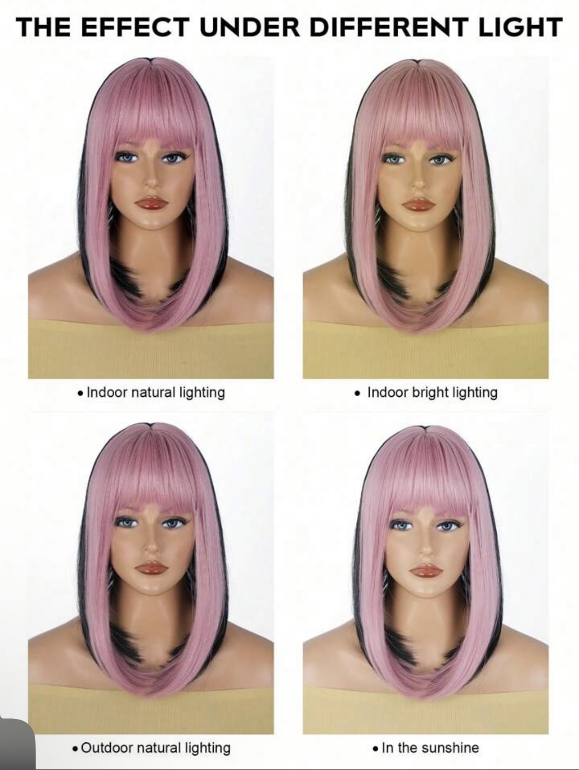 salud y belleza - Peluca de 2 colores rosa - negro 4