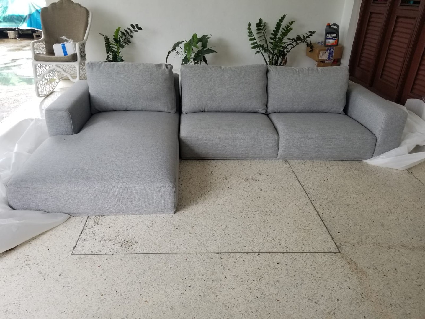 muebles y colchones - Oportunidad Mueble Seccional (en L) Gris Nuevo de Caja 4
