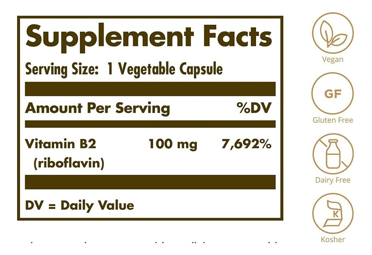 Salud y Equipamiento Médico - Vitamina B2 100 Mg - Solgar 1