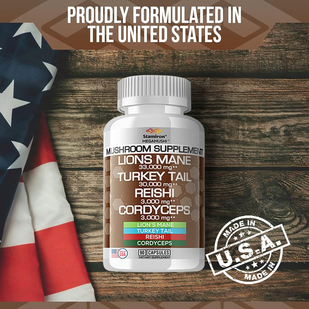 Salud y Equipamiento Médico - Lions Mane Supplement 33,000mg Turkey Tail Mushroom Capsules 3