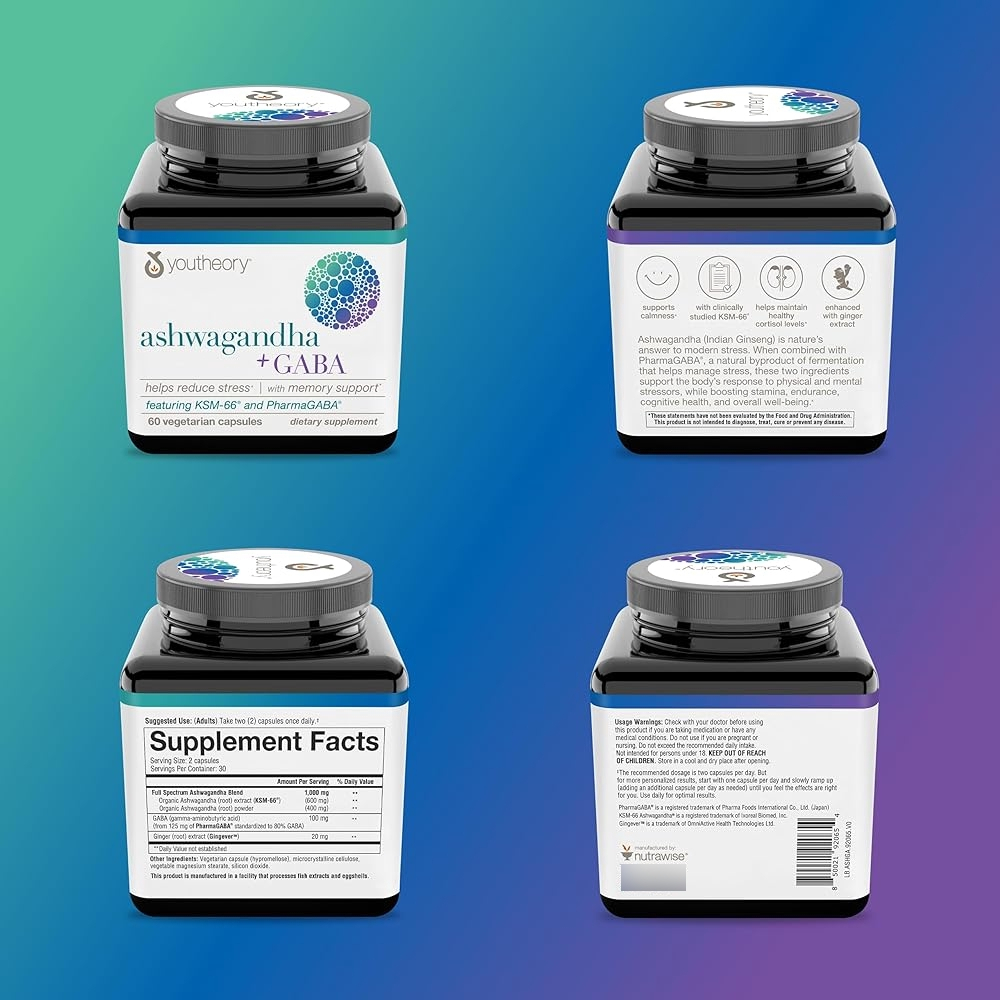Salud y Equipamiento Médico - Youtheory Ashwagandha+gaba, Ayuda A Reducir El Estrés Con Ap 1