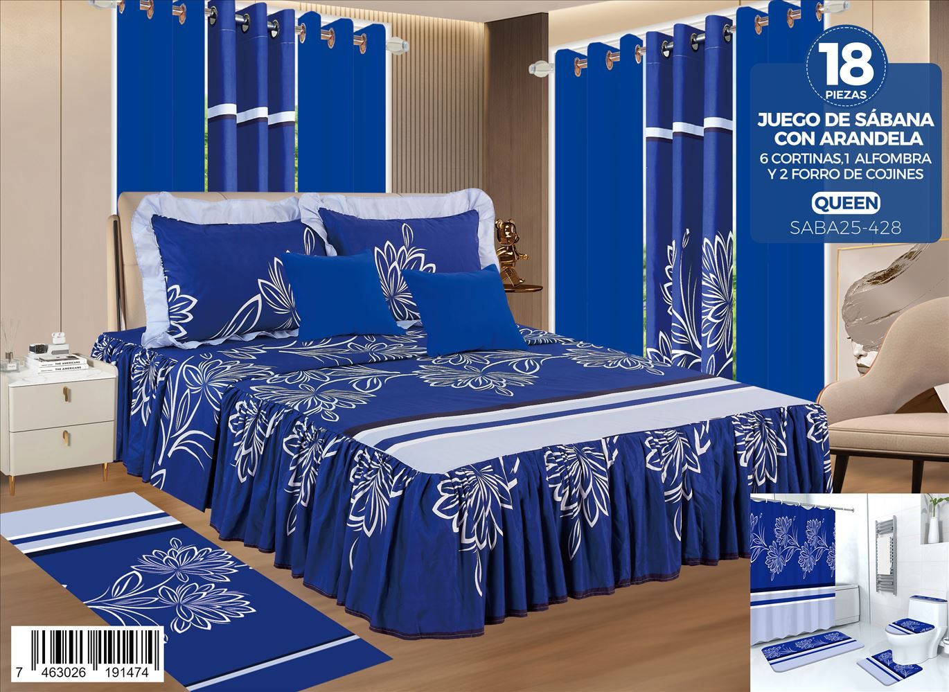 decoración y accesorios - Juegos de sabanas con arandelas de 18 piezas  0
