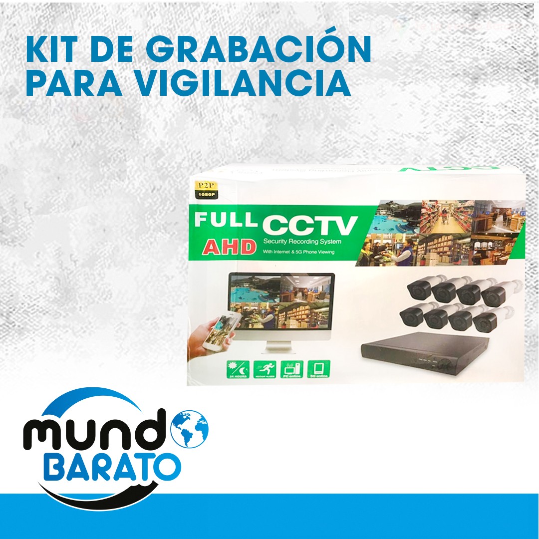 camaras y audio - Kit 8 Camaras de Seguridad 1080p full HD 4k Dvr 8ch Hdmi Exterior Interior CCTV 1
