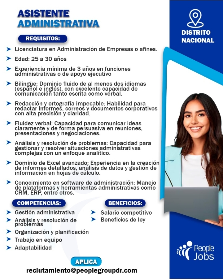 empleos disponibles - Mercaderista- Mensajero
Asistente Administrativa 1