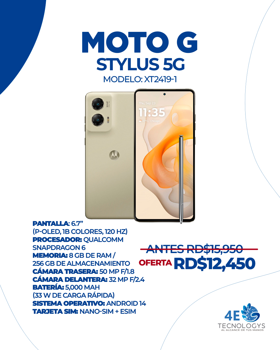 computadoras y laptops - Motorola Stylus 5G 6.7" Ram 8GB y 256 Sim + eSim  1
