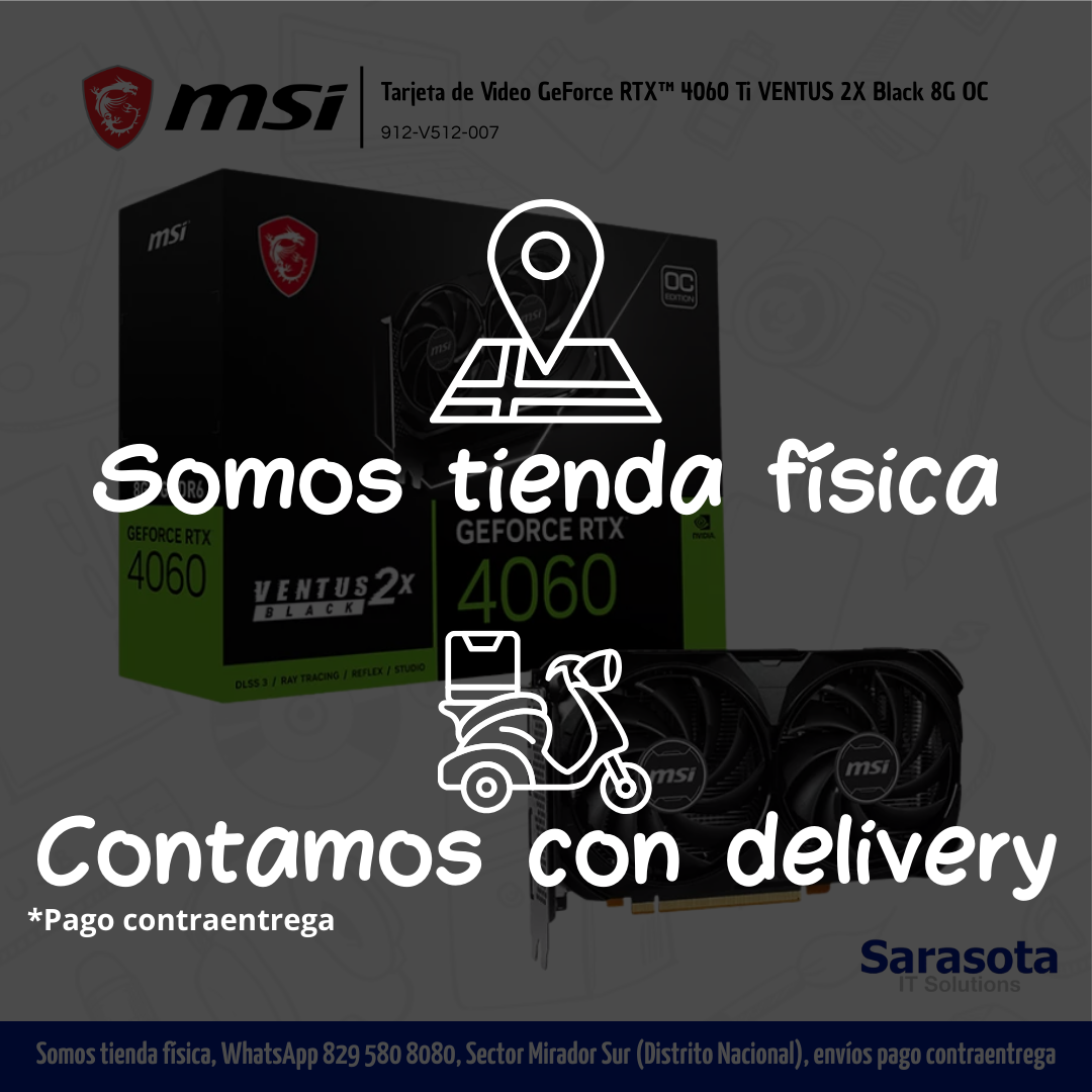 accesorios para electronica - MSI Tarjeta GeForce RTX 4060 Ti VENTUS  2X Black 8G OC 2