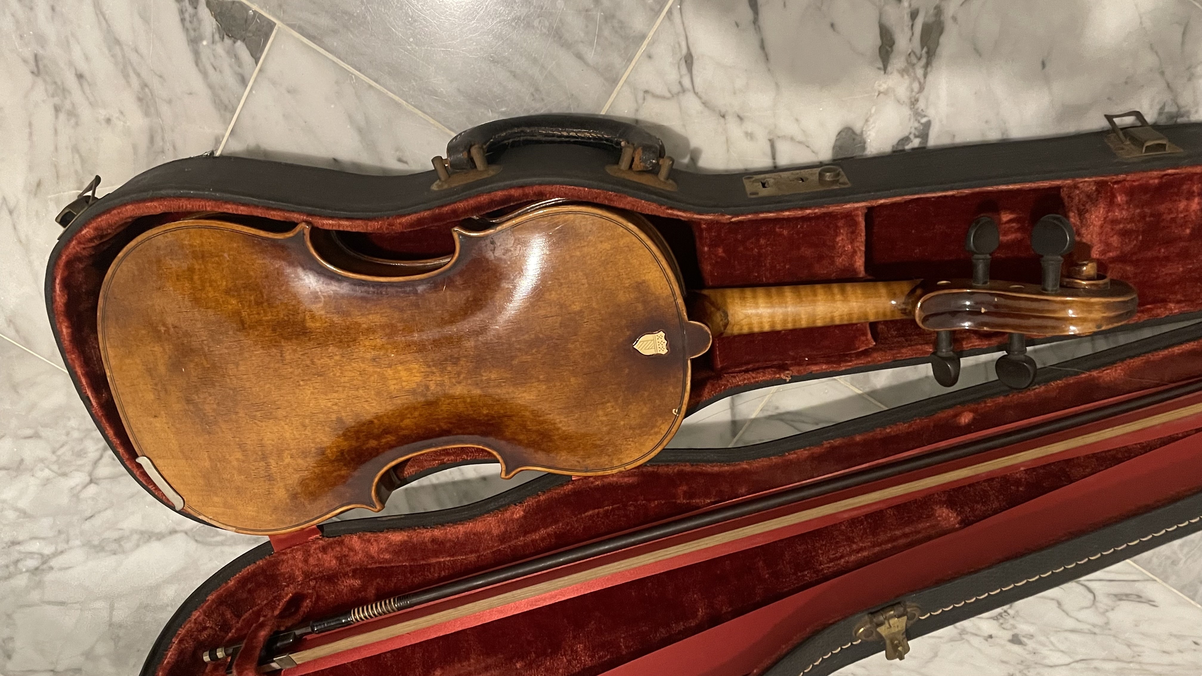 instrumentos musicales - Violín antiguo alemán “Dresden” con estuche y arco 1