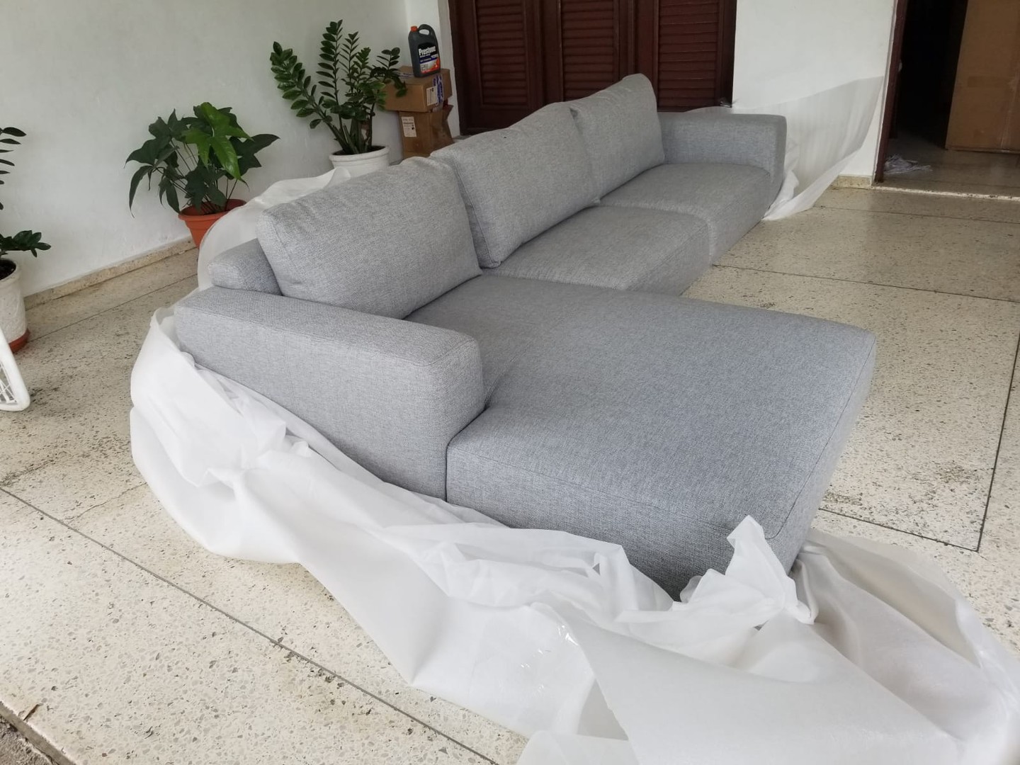 muebles y colchones - Oportunidad Mueble Seccional (en L) Gris Nuevo de Caja 5