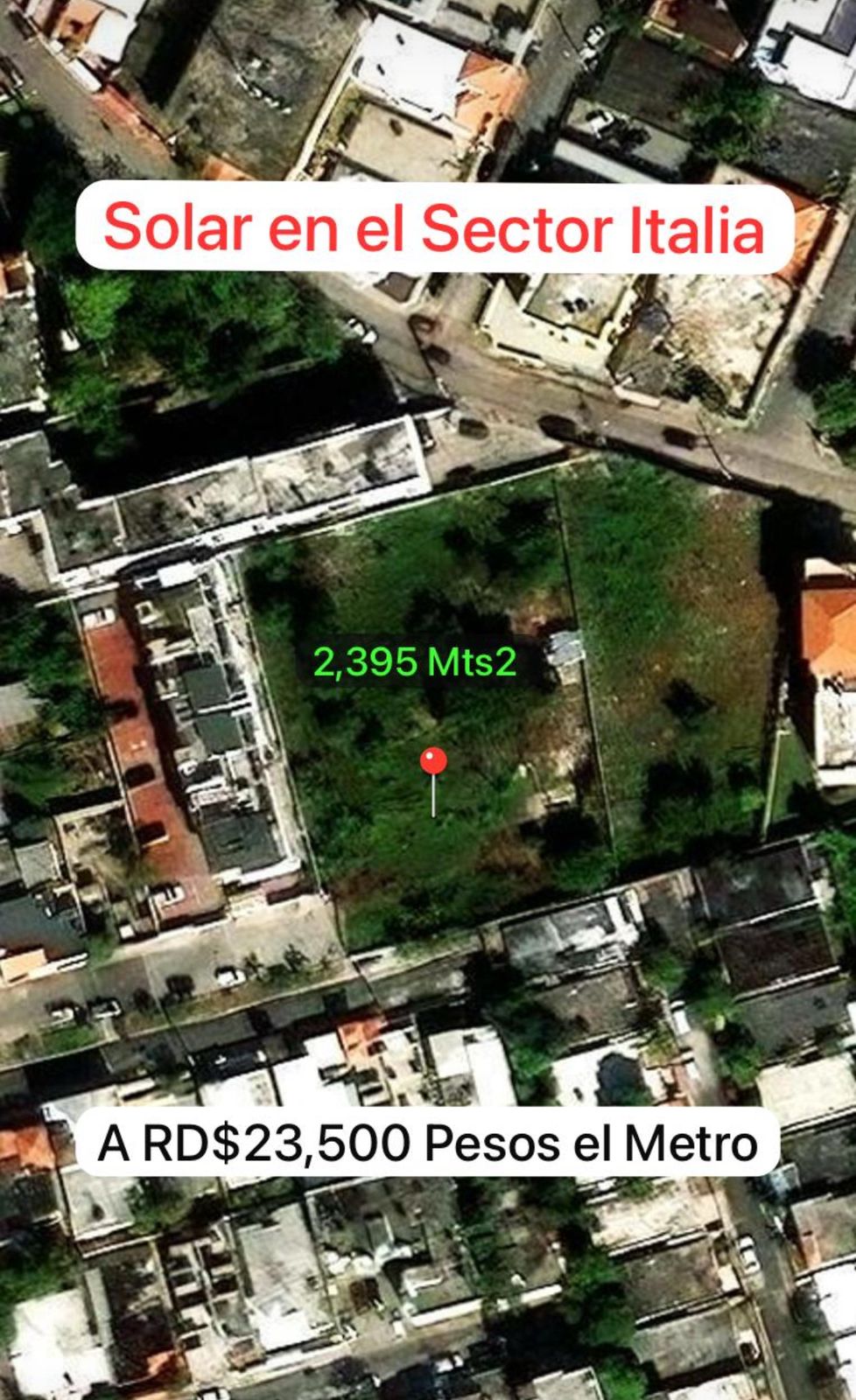 solares y terrenos - Solar en la Urb. Italia Santo Domingo Este de 2395