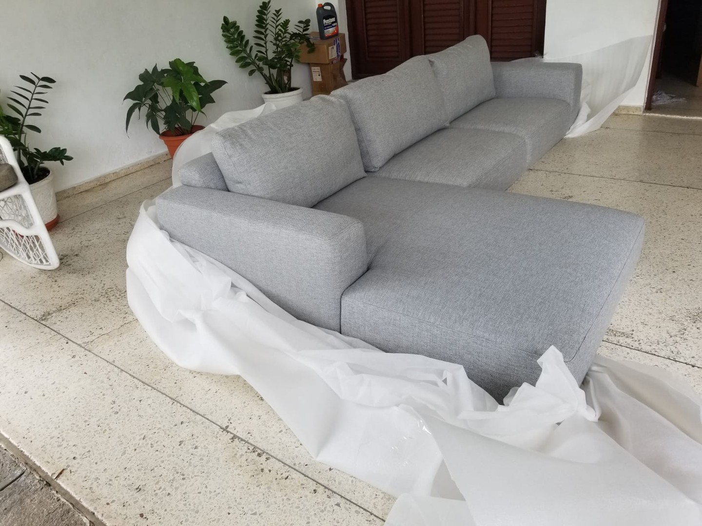 muebles y colchones - Oportunidad Mueble Seccional (en L) Gris Nuevo de Caja 6