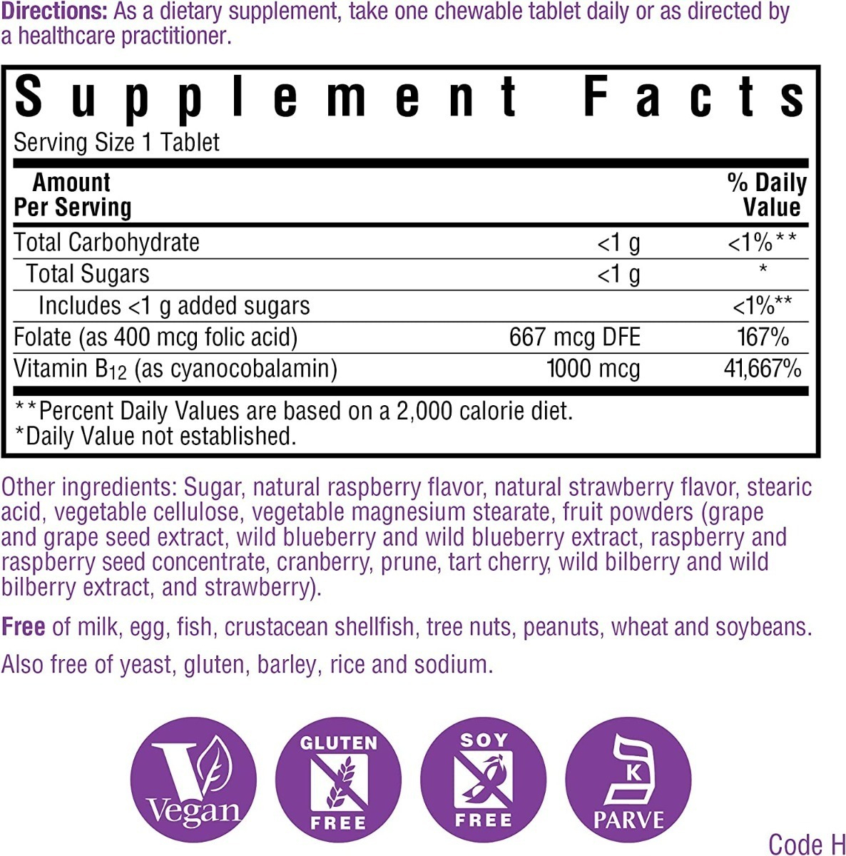 Salud y Equipamiento Médico - Vitamina B12 1000mcg Bluebonnet 1