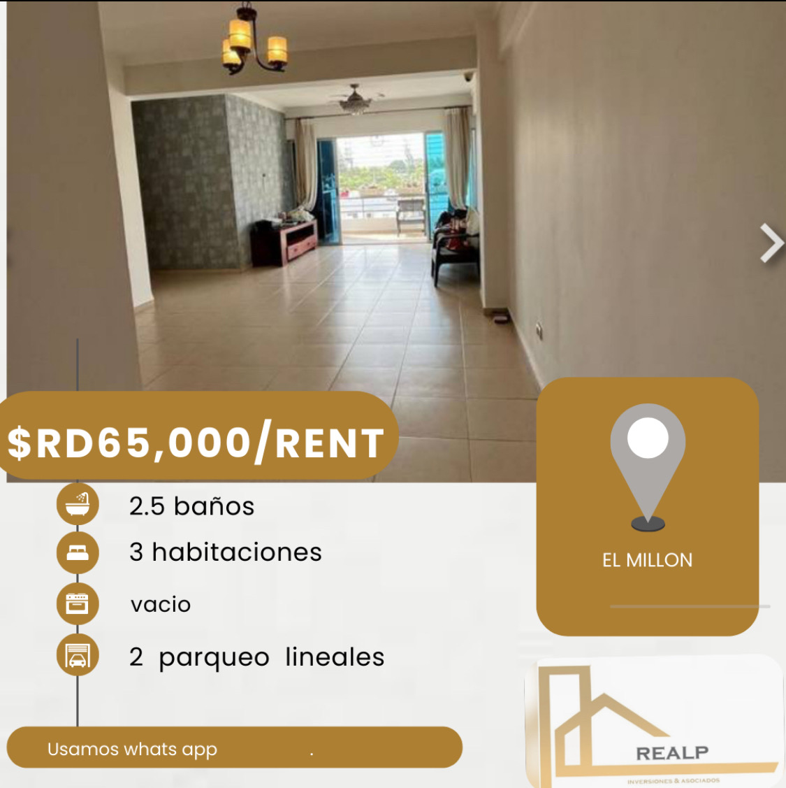 apartamentos - hermoso apartamento en el millón 