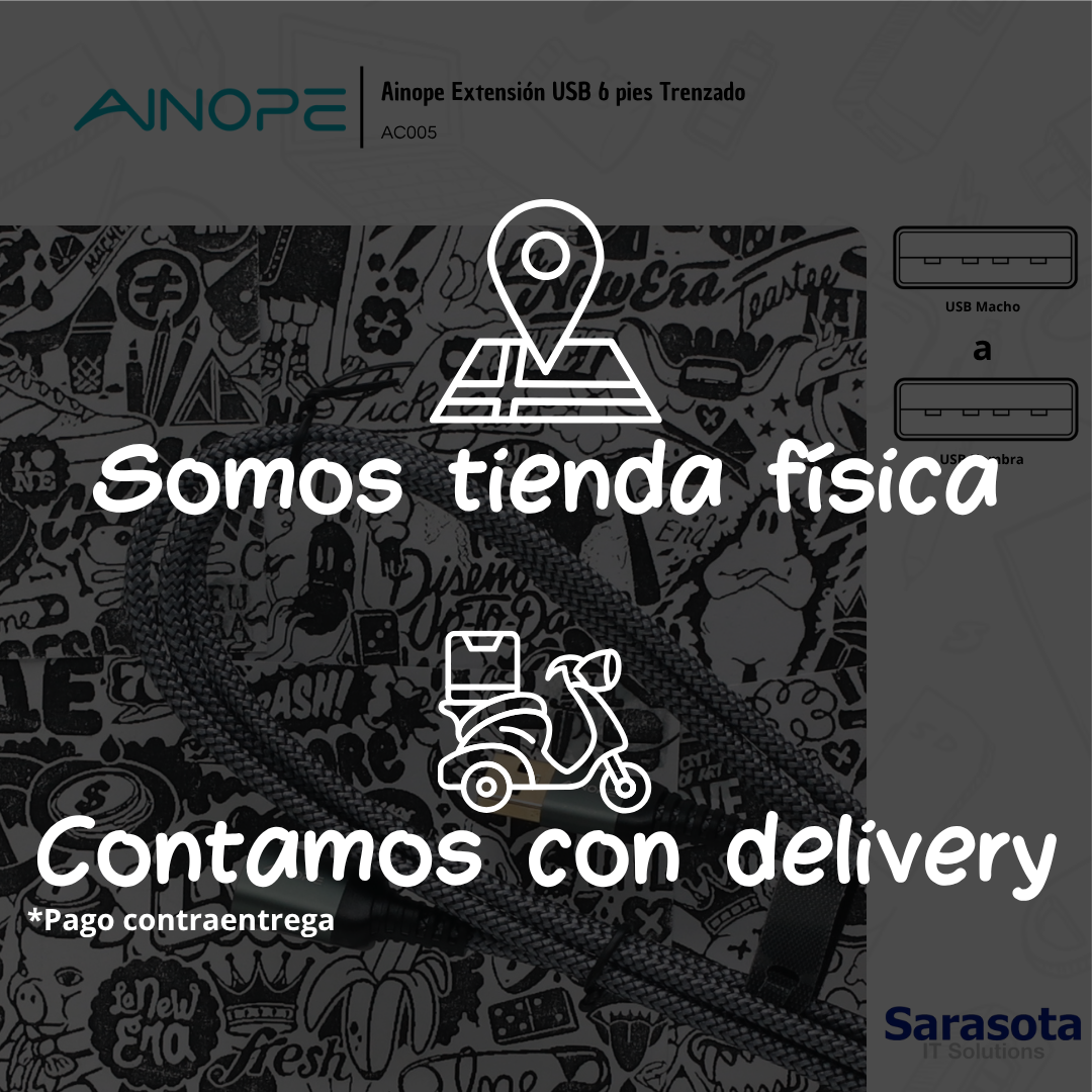 accesorios para electronica - Ainope Extensión USB 6 pies Trenzado 2