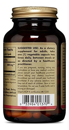 Salud y Equipamiento Médico - Solgar Glicina 500 Mg, - 100 Capsulas Vegetales 2