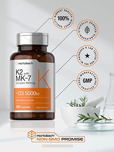 Salud y Equipamiento Médico - Vitamina K2 Con D3 180 Capsulas Horbaach 4